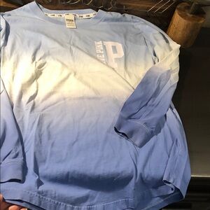 PINK Victoria's Secret Light Blue to White Ombre Long Sleeve Tee
